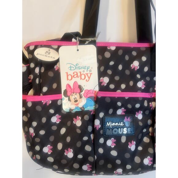 Disney Baby Minnie Mouse Diaper Bag 8
Pockets Black 4 Piece Accessory Set - Picture 2 of 12